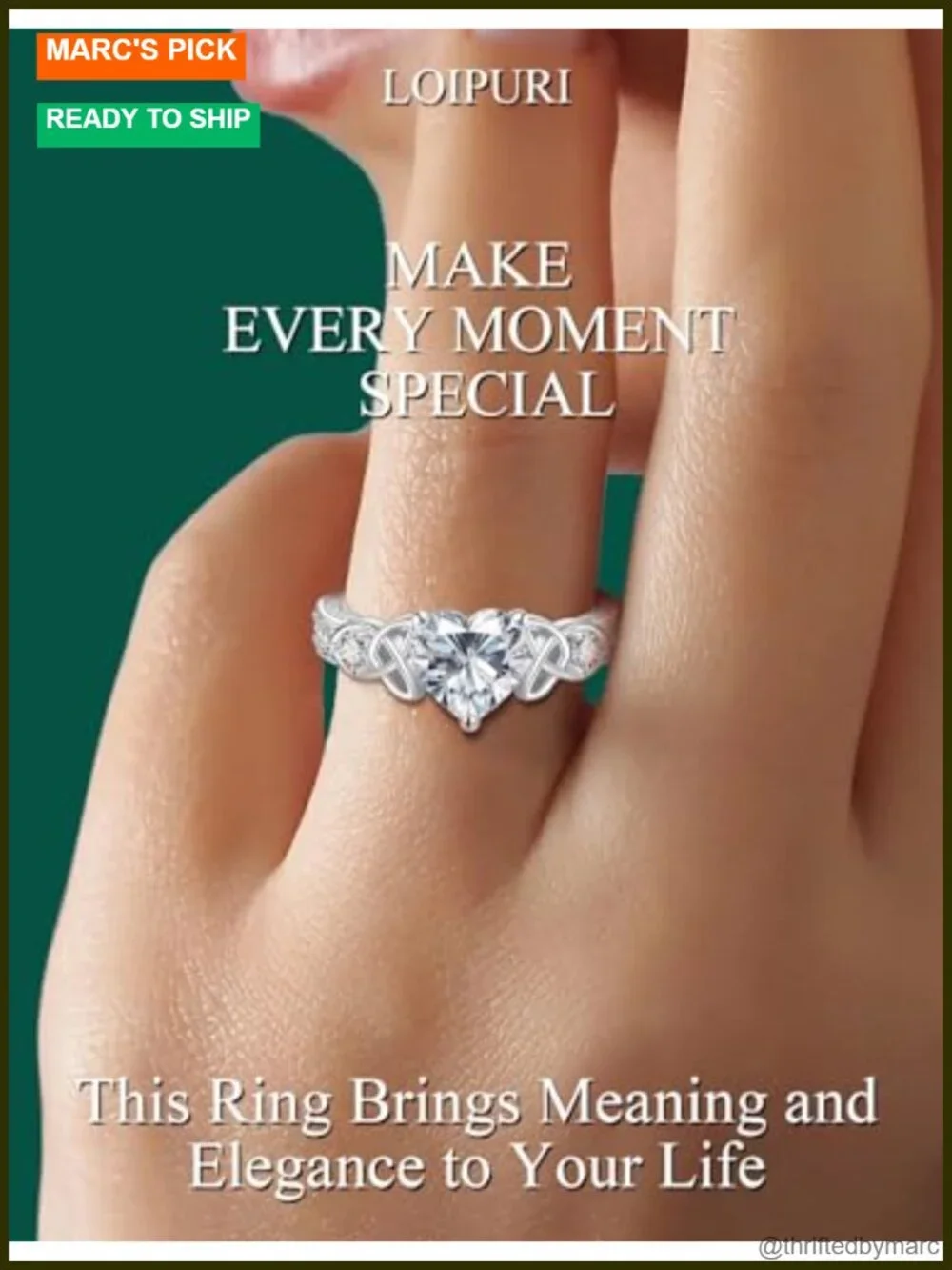 2CT Heart Moissanite Promise Ring Sterling Silver Celtic Knot